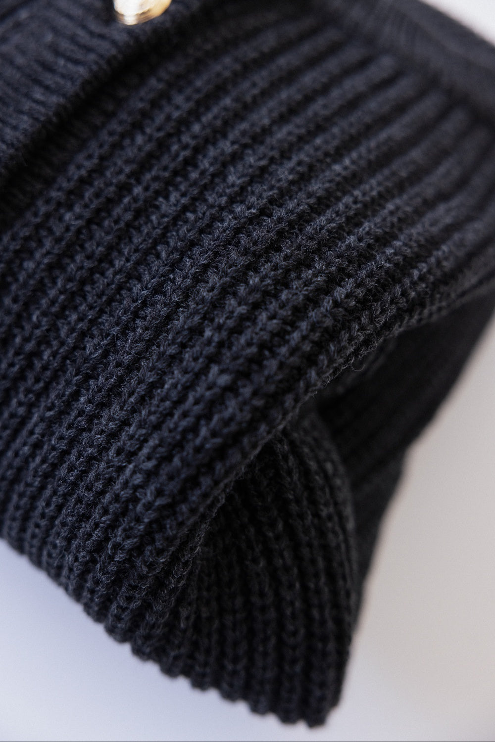 Gold-Button Ribbed Knit Cardigan