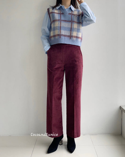 No.360 Tencel Corduroy Fleece Crop Straight Pants