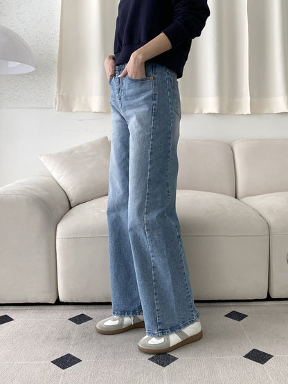 517 Premium Secret Waistband Diagonal Seam Wide Straight Jeans
