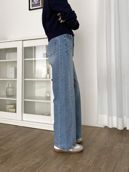 517 Premium Secret Waistband Diagonal Seam Wide Straight Jeans