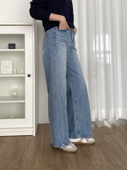517 Premium Secret Waistband Diagonal Seam Wide Straight Jeans