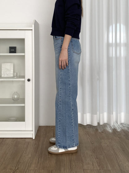 517 Premium Secret Waistband Diagonal Seam Wide Straight Jeans