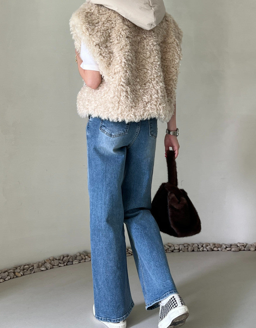 🌿Reversible Eco-Fur Shearling Hooded Padded Zipup Vest