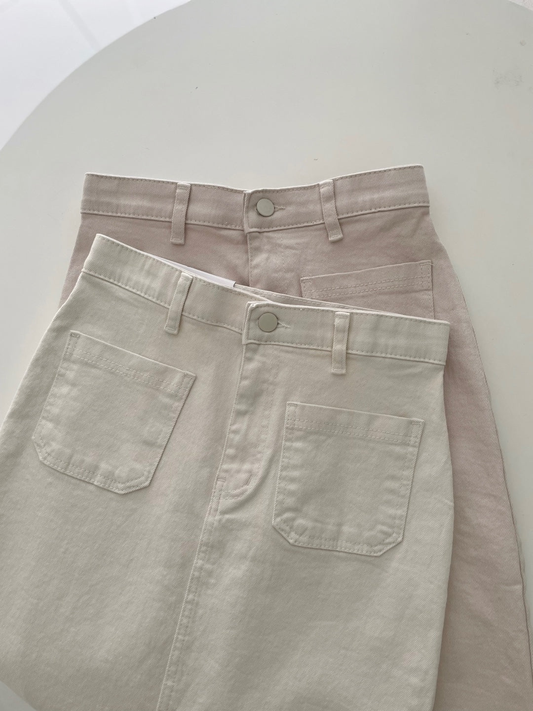 🌿 NO.300 Cotton Front Pocket Skirt