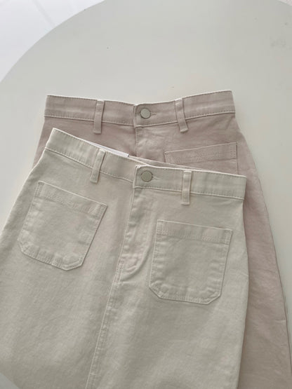 🌿 NO.300 Cotton Front Pocket Skirt