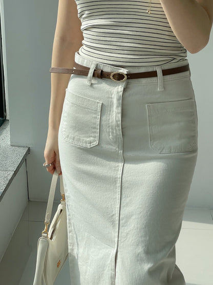 🌿 NO.300 Cotton Front Pocket Skirt