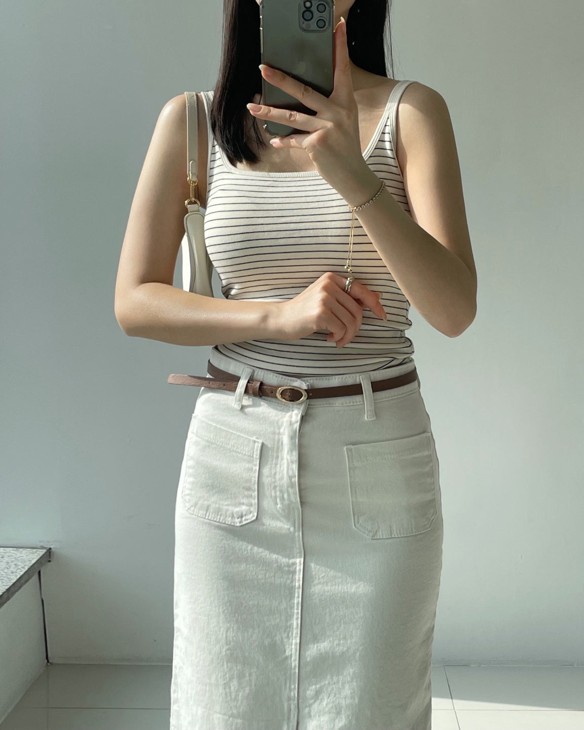 🌿 NO.300 Cotton Front Pocket Skirt