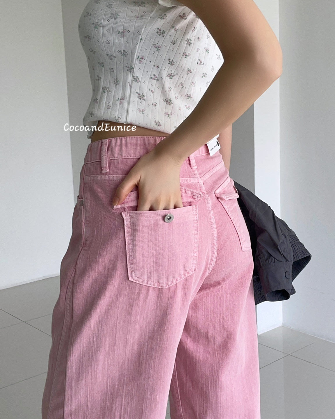 🌿Barrel Cut Cotton Pants – Linen-Texture, Elastic Waist, Korean Style