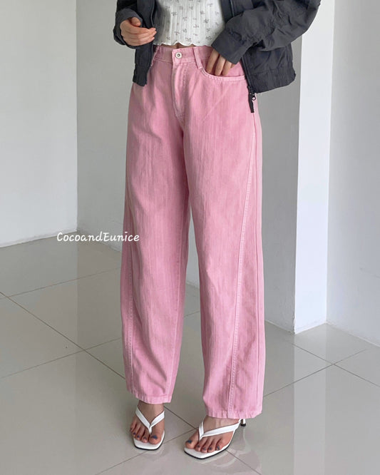 🌿Barrel Cut Cotton Pants – Linen-Texture, Elastic Waist, Korean Style