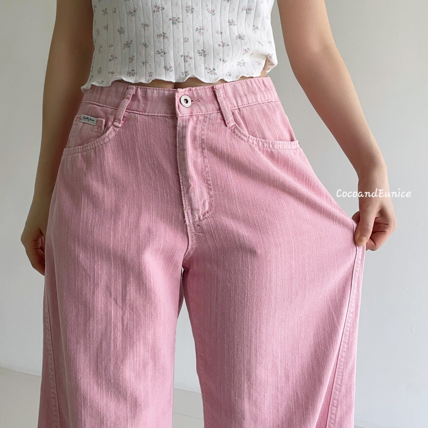 🌿Barrel Cut Cotton Pants – Linen-Texture, Elastic Waist, Korean Style