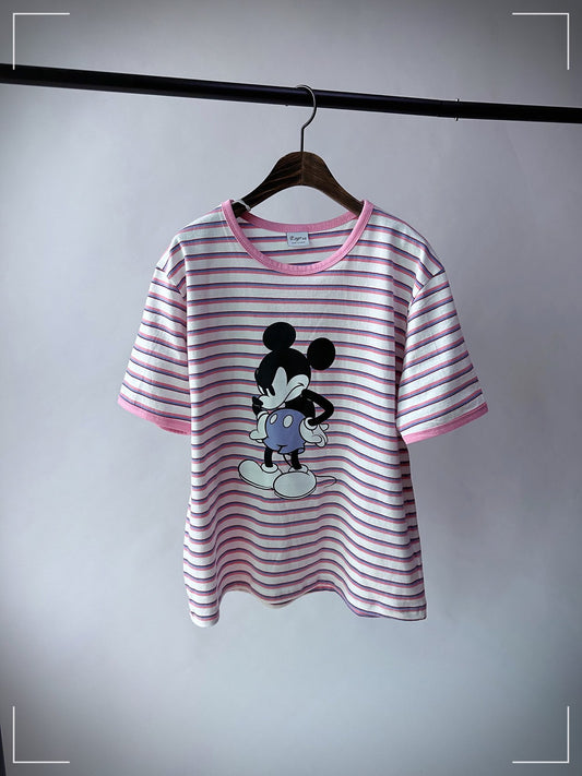 Stripe Angry Mickey Mouse T-shirt