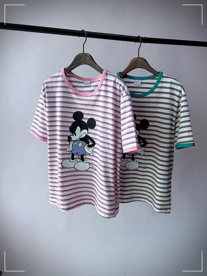 Stripe Angry Mickey Mouse T-shirt