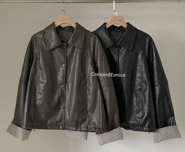✨️NEW ARRIVAL✨️ 🌿 Vegan Leather Drawstring Jacket [Brand-Level Production]