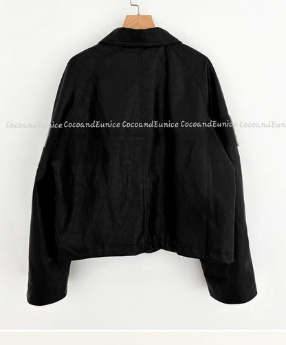 ✨️NEW ARRIVAL✨️ 🌿 Vegan Leather Drawstring Jacket [Brand-Level Production]