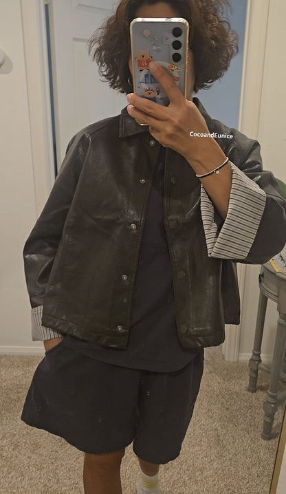 ✨️NEW ARRIVAL✨️ 🌿 Vegan Leather Drawstring Jacket [Brand-Level Production]