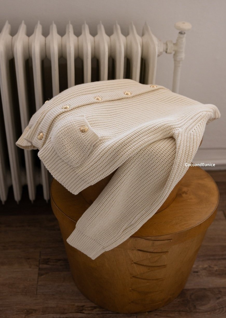 ✨️NEW ARRIVAL / RESTOCK OPEN!✨️ 🌿Gold Button Seed Stitch Knit Cardigan