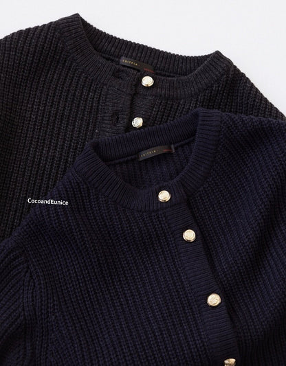 ✨️NEW ARRIVAL / RESTOCK OPEN!✨️ 🌿Gold Button Seed Stitch Knit Cardigan