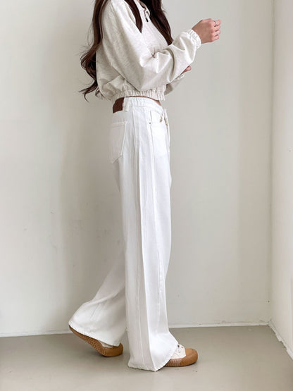 ✨️NEW ARRIVAL✨️🌿PREMIUM No.527 AUTUMN POP RING YARN SECRET BANDING WIDE PANTS
