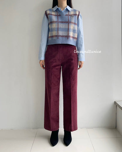 No.360 Tencel Corduroy Fleece Crop Straight Pants