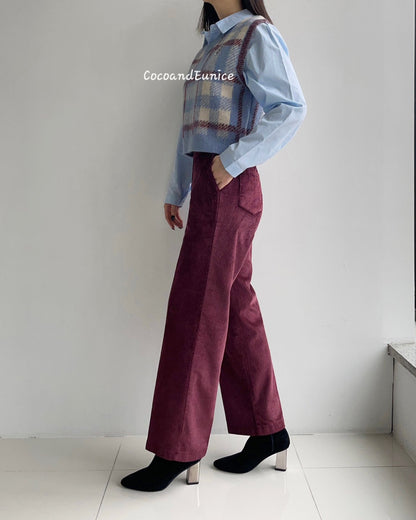 No.360 Tencel Corduroy Fleece Crop Straight Pants
