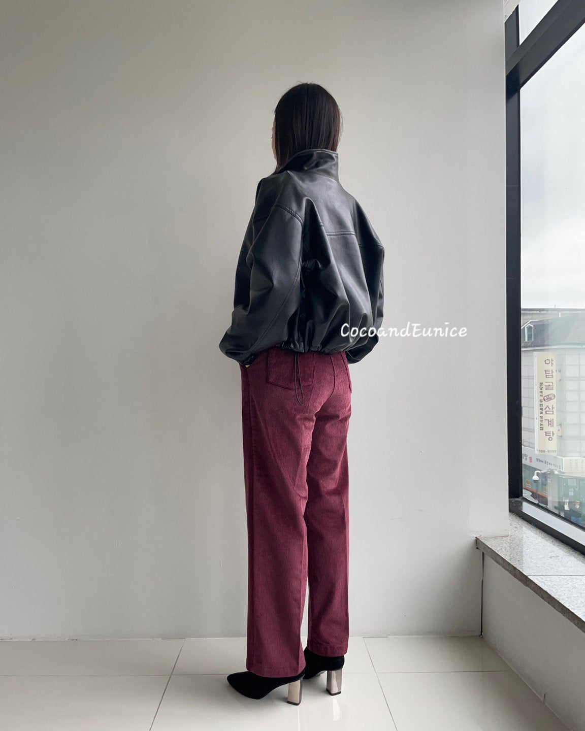 No.360 Tencel Corduroy Fleece Crop Straight Pants