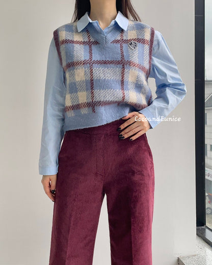 No.360 Tencel Corduroy Fleece Crop Straight Pants