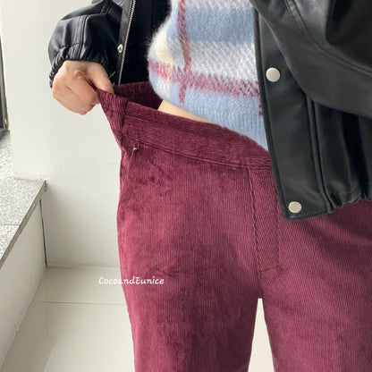 No.360 Tencel Corduroy Fleece Crop Straight Pants