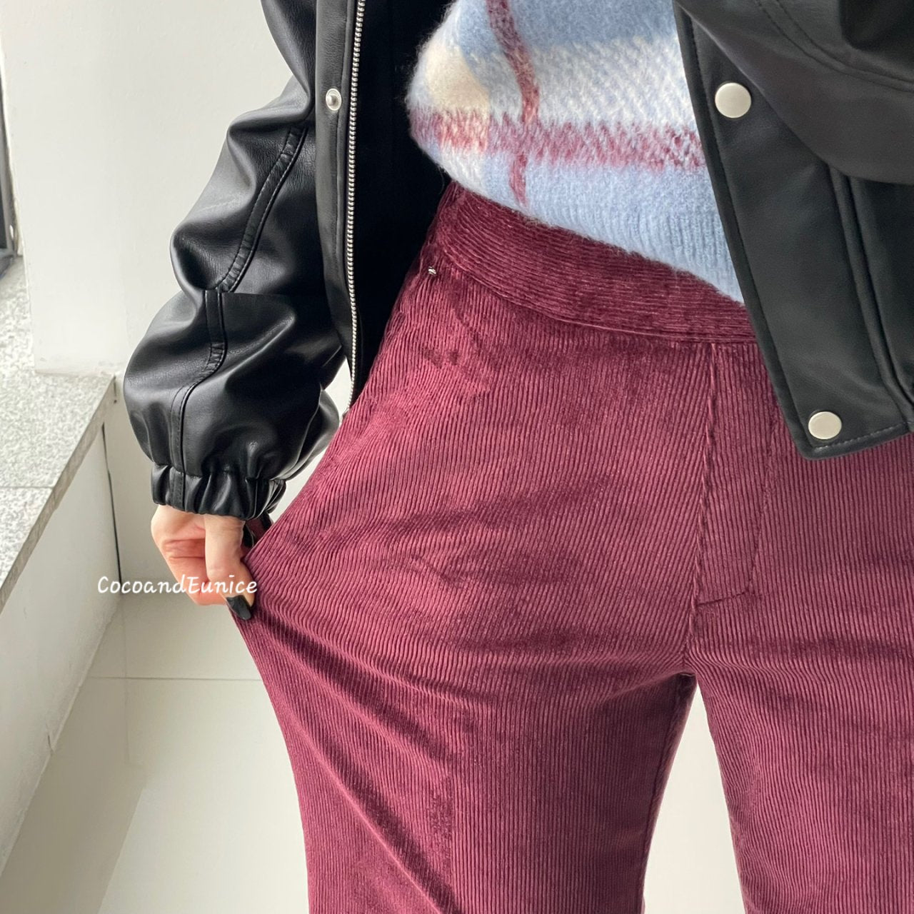 No.360 Tencel Corduroy Fleece Crop Straight Pants