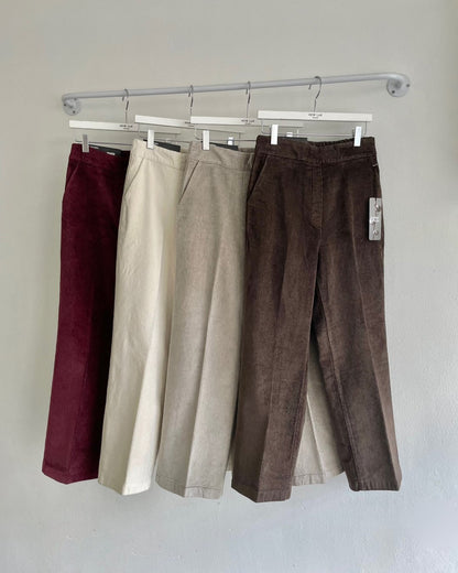 No.360 Tencel Corduroy Fleece Crop Straight Pants