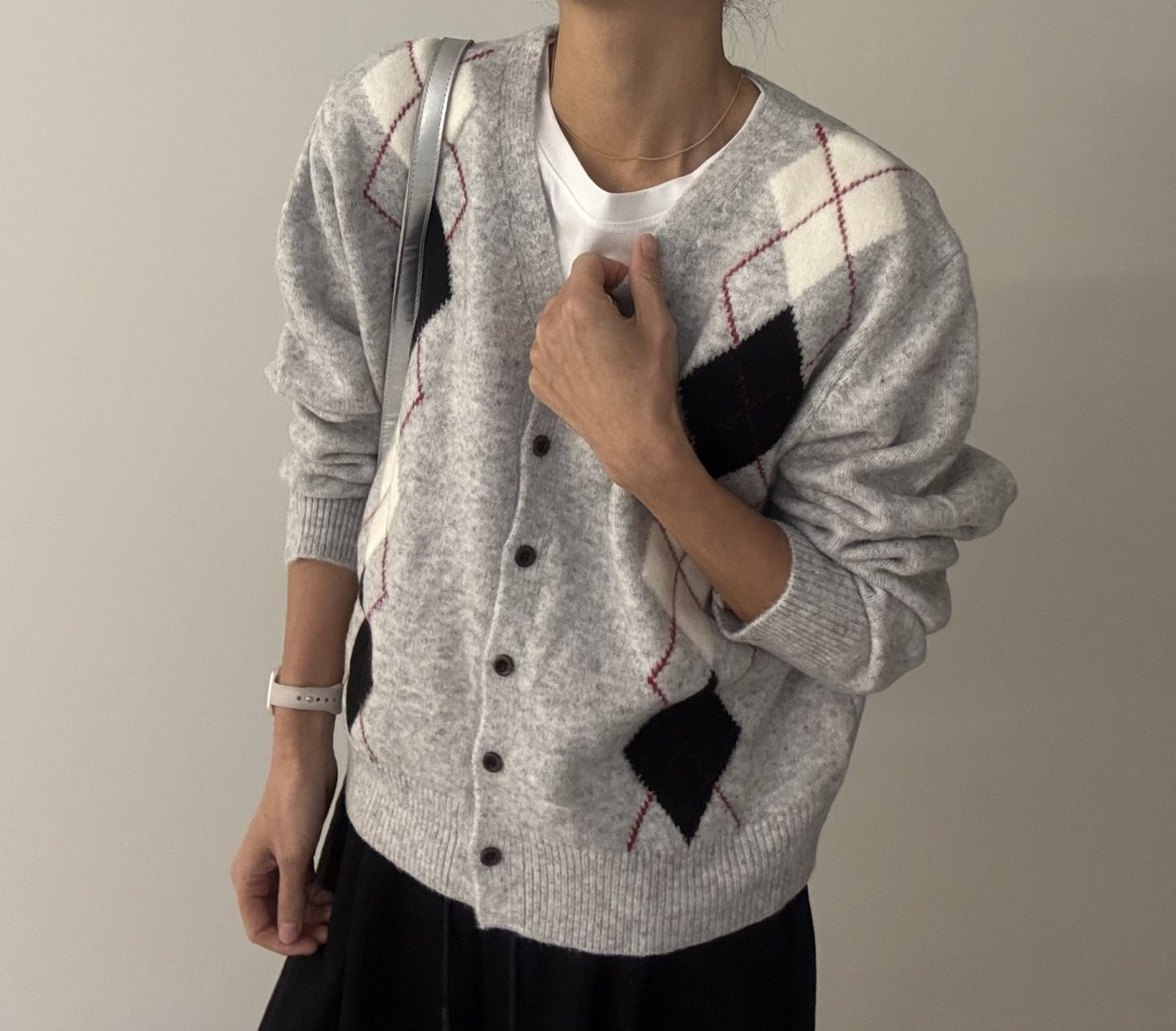 Argyle Cardigan – Premium Cotton Yarn