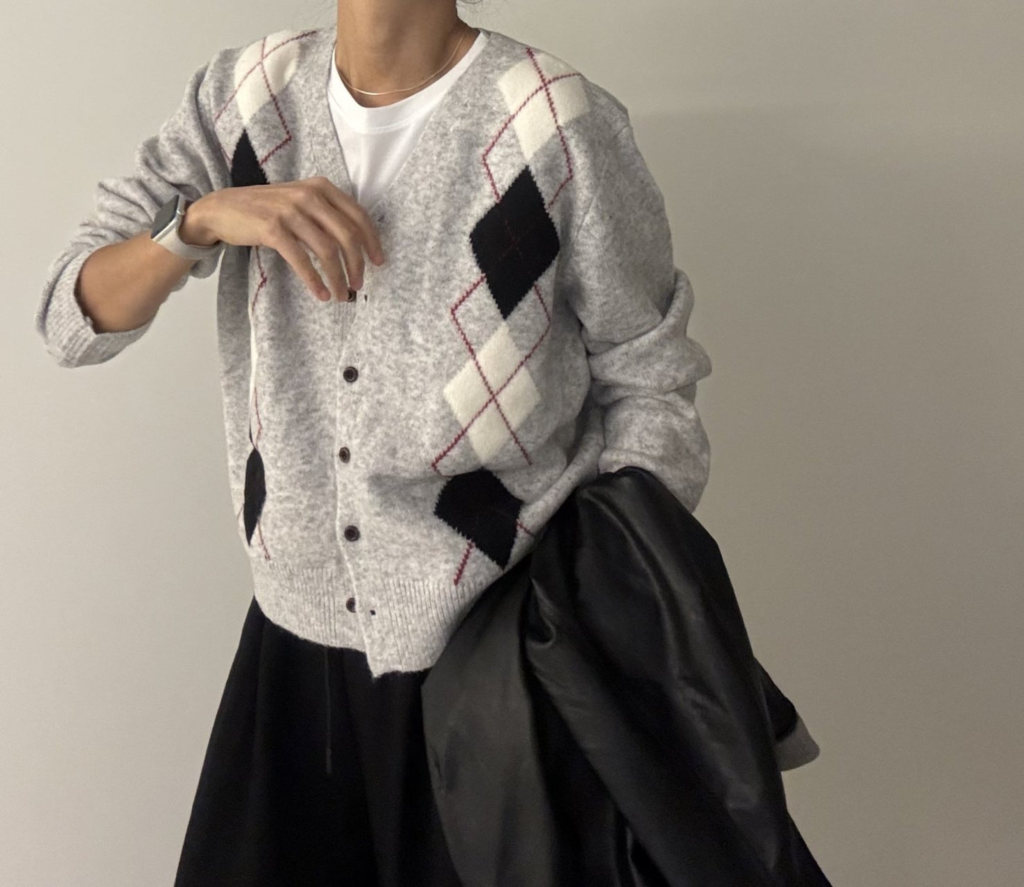 Argyle Cardigan – Premium Cotton Yarn