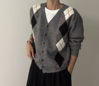 Argyle Cardigan – Premium Cotton Yarn