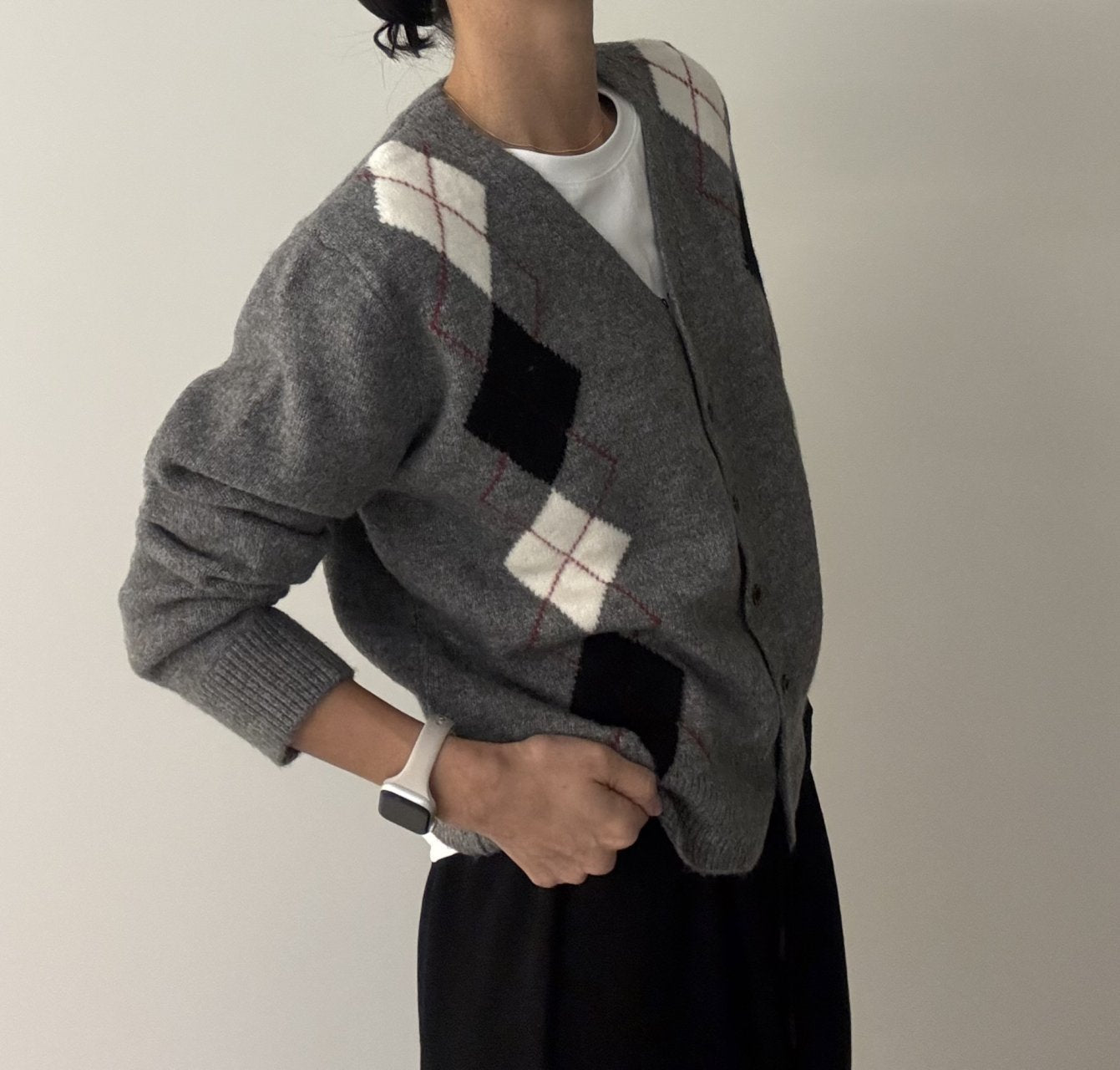 Argyle Cardigan – Premium Cotton Yarn