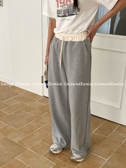🌿Contrast Waist Wide Sweatpants