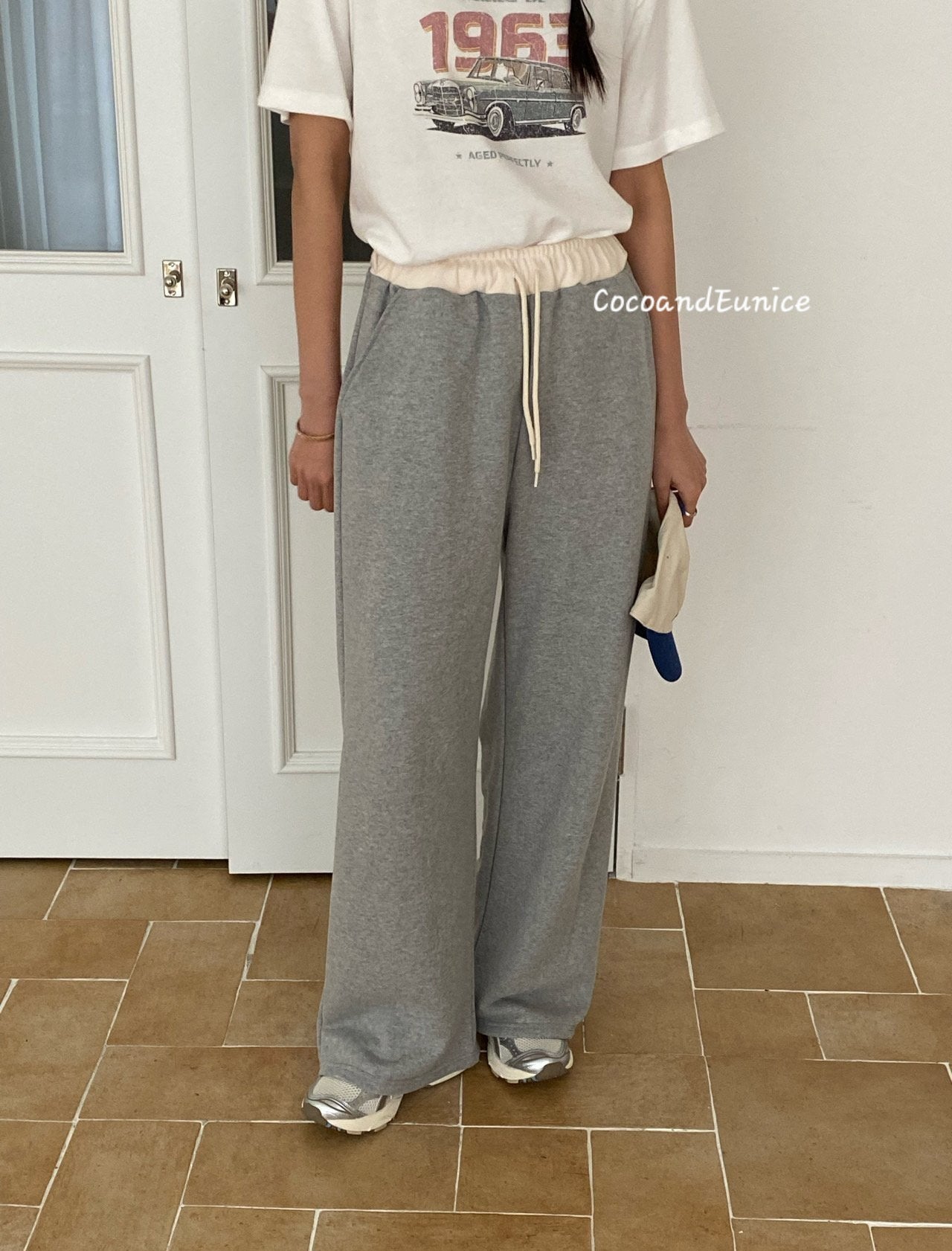 🌿Contrast Waist Wide Sweatpants