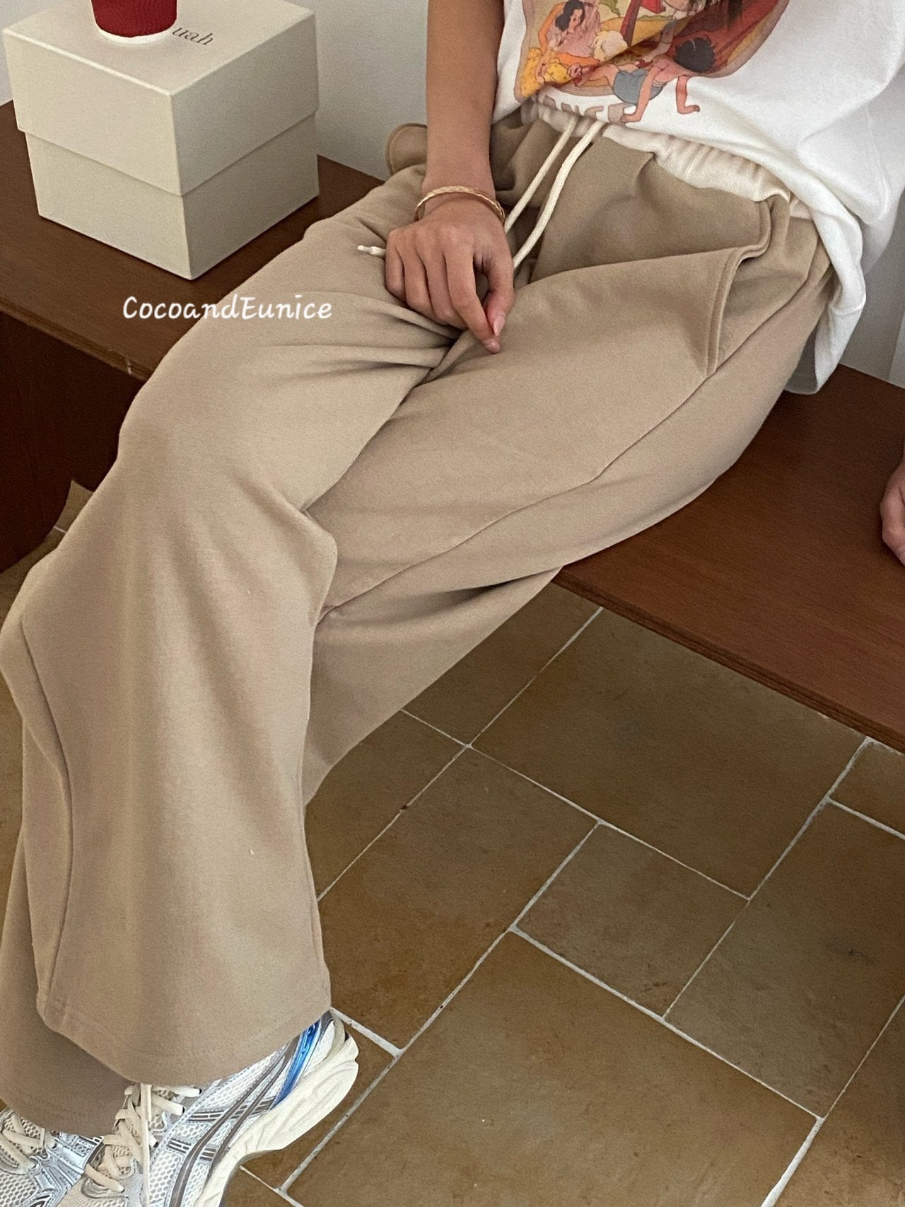 🌿Contrast Waist Wide Sweatpants
