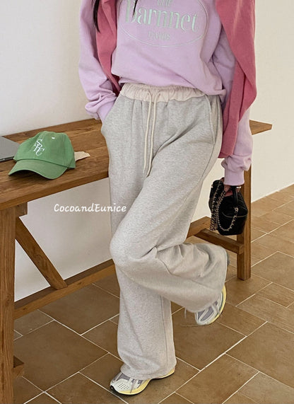 🌿Contrast Waist Wide Sweatpants