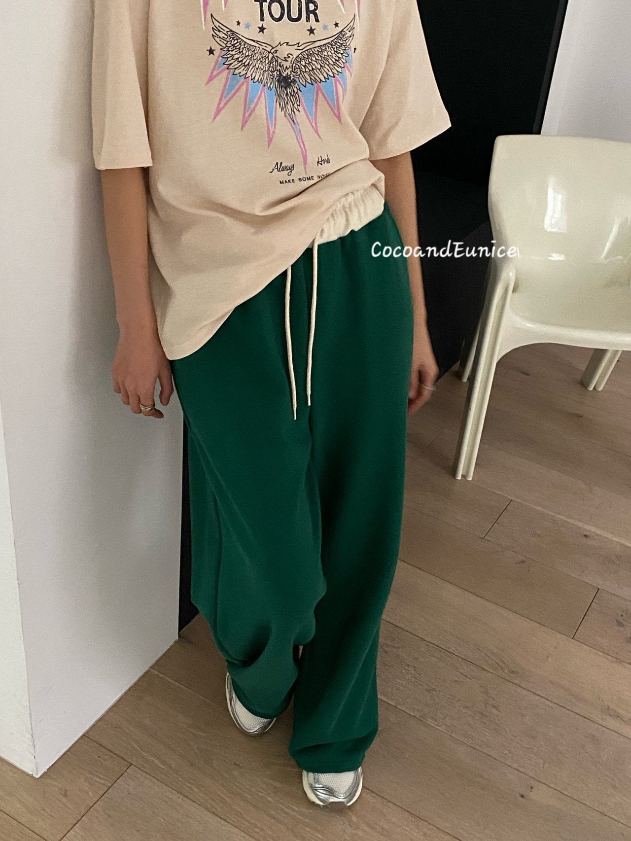 🌿Contrast Waist Wide Sweatpants