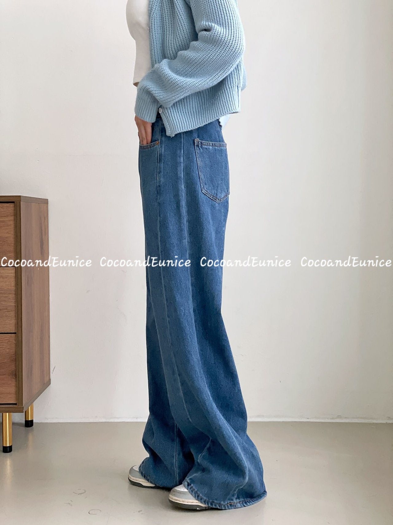 🌿 No.529 Premium Draped Denim-Secret Banding Diagonal Cut Wide Straight Jeans