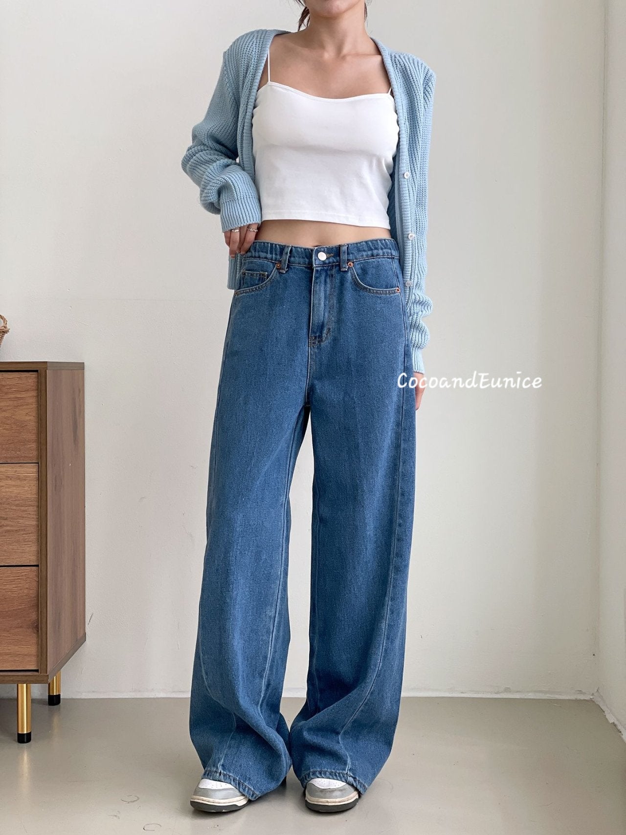 🌿 No.529 Premium Draped Denim-Secret Banding Diagonal Cut Wide Straight Jeans