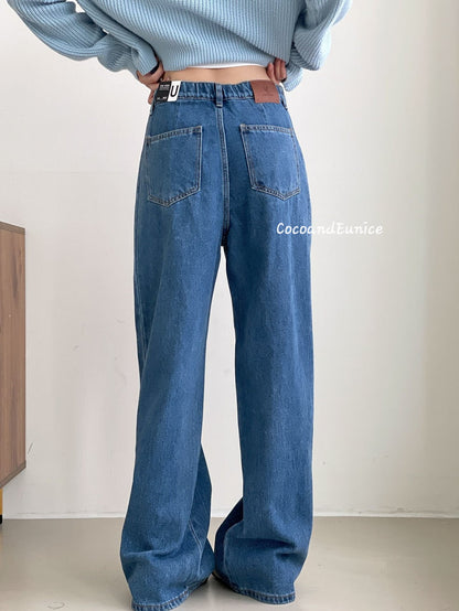 🌿 No.529 Premium Draped Denim-Secret Banding Diagonal Cut Wide Straight Jeans