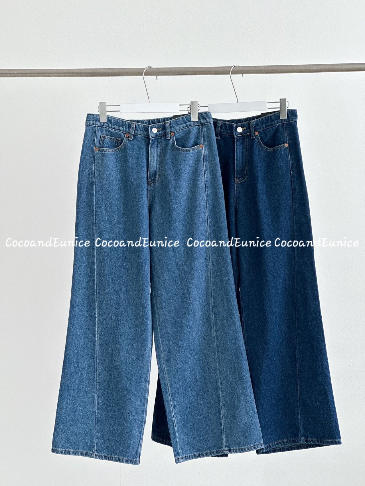 🌿 No.529 Premium Draped Denim-Secret Banding Diagonal Cut Wide Straight Jeans