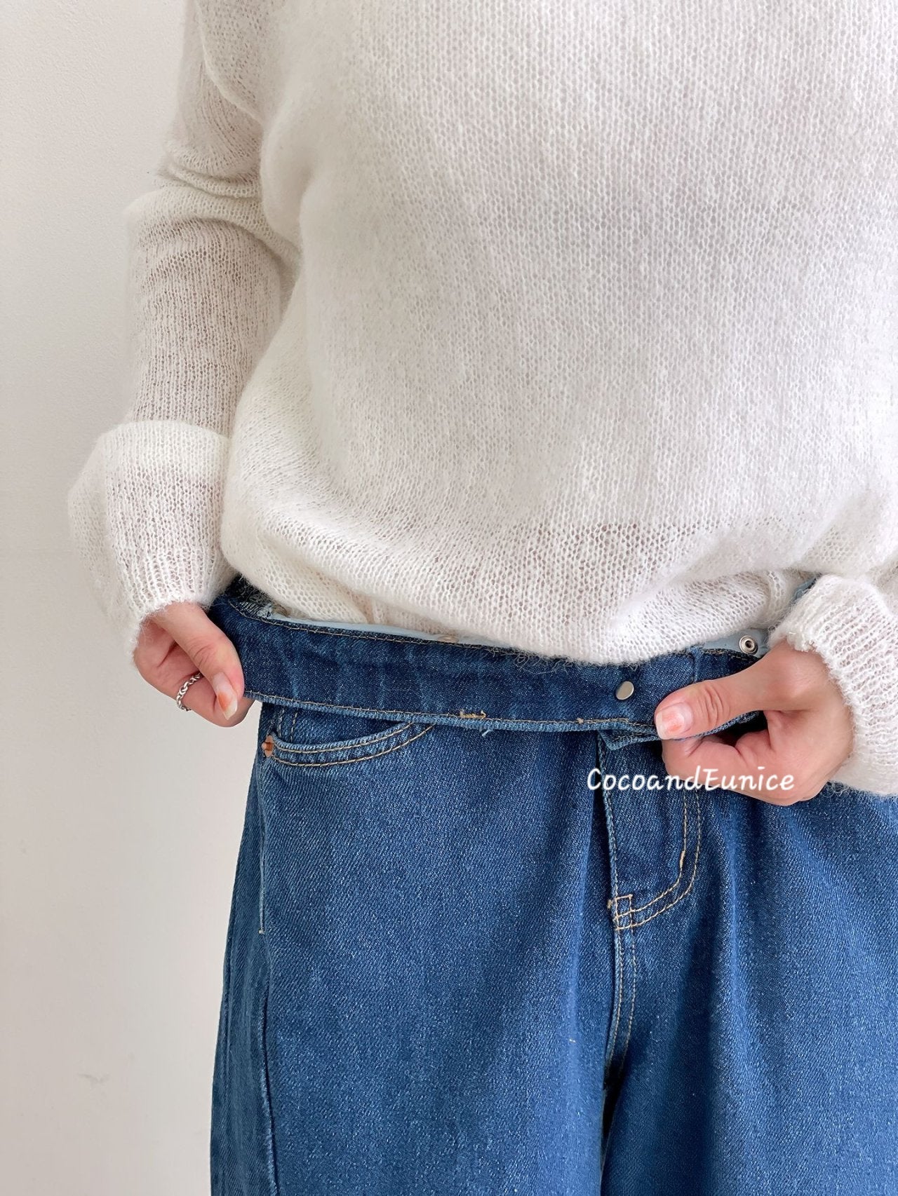 🌿 No.529 Premium Draped Denim-Secret Banding Diagonal Cut Wide Straight Jeans