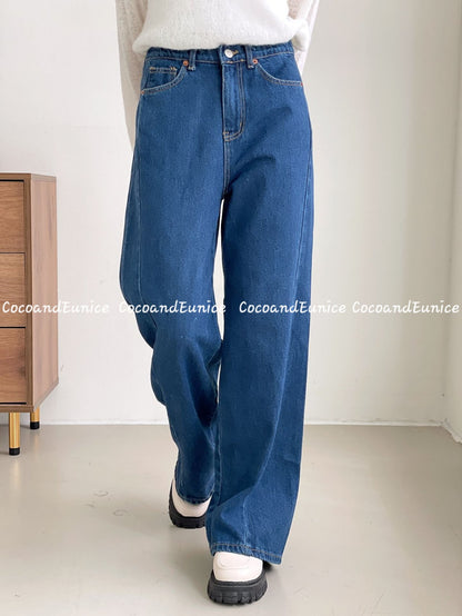 🌿 No.529 Premium Draped Denim-Secret Banding Diagonal Cut Wide Straight Jeans