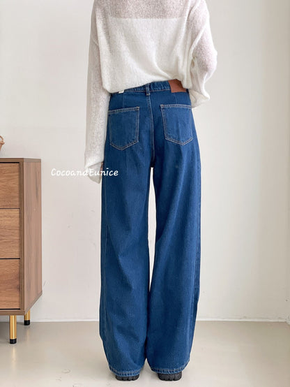 🌿 No.529 Premium Draped Denim-Secret Banding Diagonal Cut Wide Straight Jeans