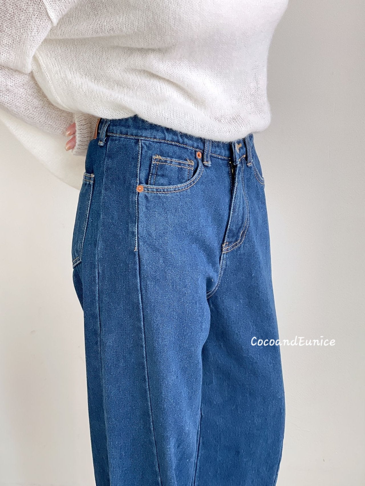 🌿 No.529 Premium Draped Denim-Secret Banding Diagonal Cut Wide Straight Jeans