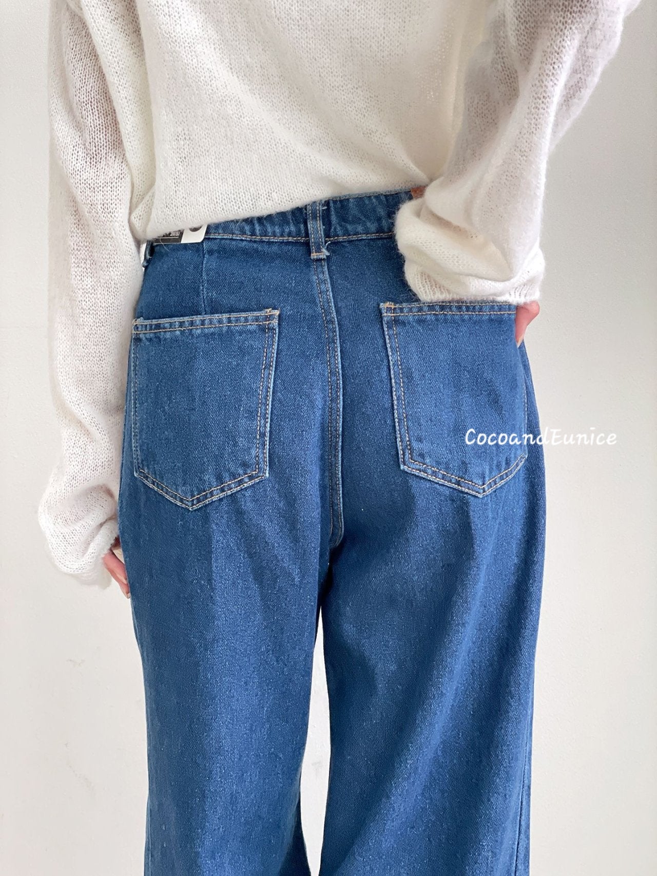 🌿 No.529 Premium Draped Denim-Secret Banding Diagonal Cut Wide Straight Jeans