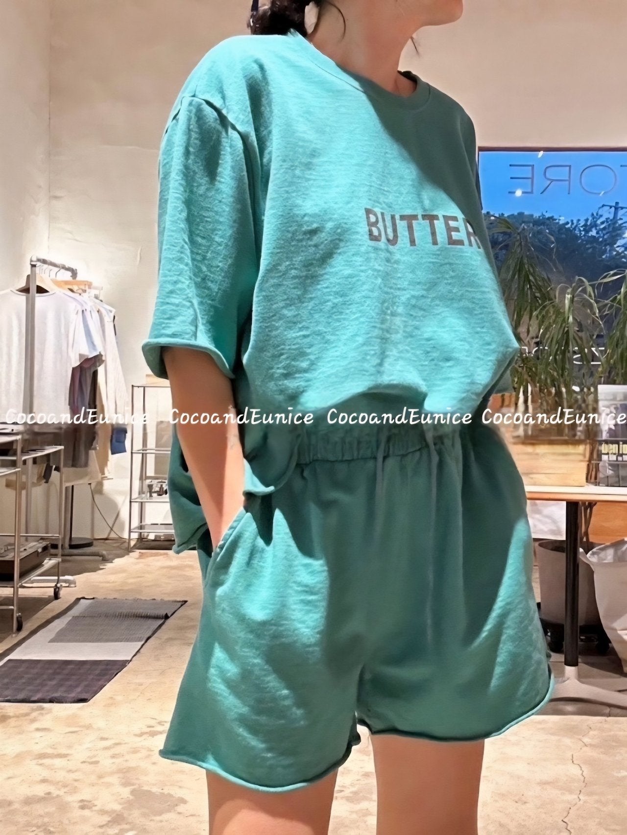 🌿Butter Washed Cotton Lounge Set | Oversized T-Shirt Shorts | Raw Hem Sweat Set