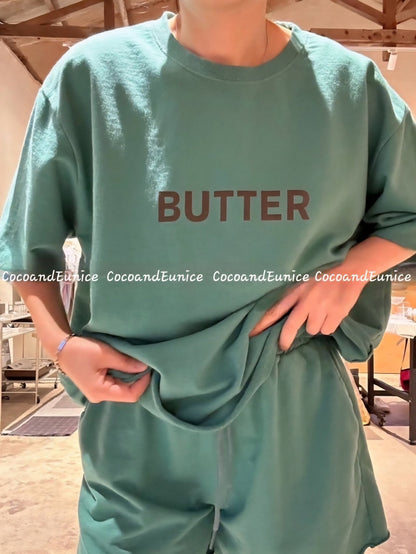 🌿Butter Washed Cotton Lounge Set | Oversized T-Shirt Shorts | Raw Hem Sweat Set