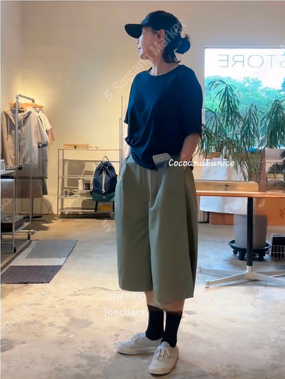 🌿HIGHLY RECOMMENDED| Premium Twisted Cotton Raw Hem Tee | Korean 3/4 Sleeve Top | Lightweight Relaxed Fit Shirt | Women's Everyday Essential